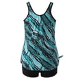 thumbnail image 6 of Athletic Swimwear Tankini Women Two Piece Conservative Print Strappy Back Set Swimsuits with Shorts, 6 of 6