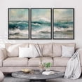 thumbnail image 3 of PixonSign Framed Canvas Print Wall Art Set Coastal Ocean Wave Beach Watercolor Seascape Nature Wilderness Illustrations Modern Art Decorative Rustic Relax/Calm Colorful for Bedroom - 24"x36"x3 Black, 3 of 5