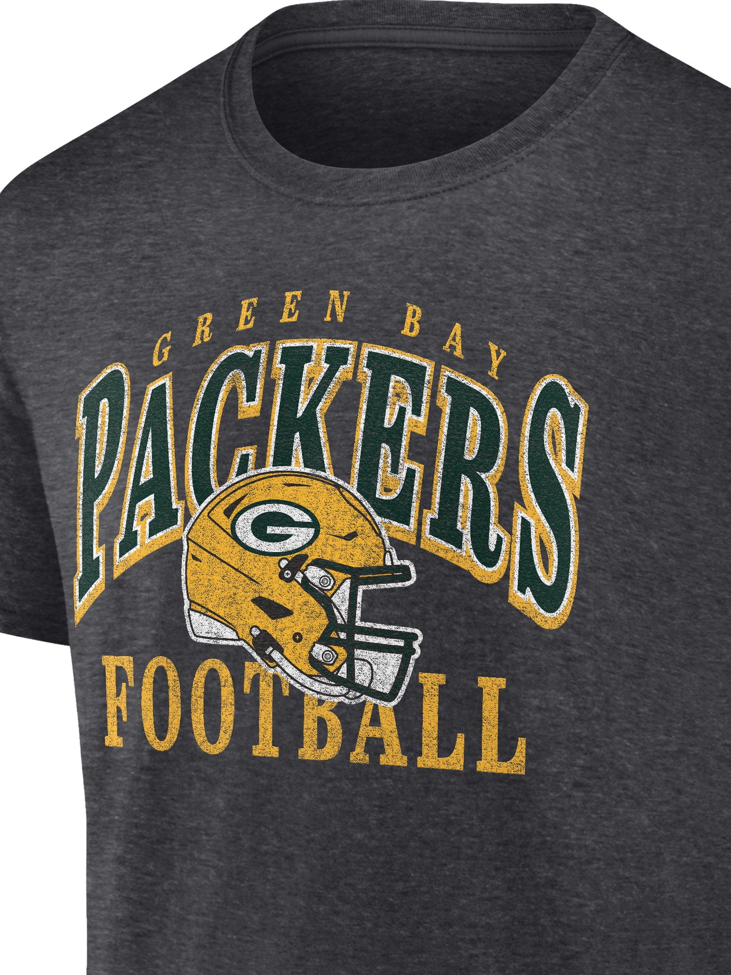 NFL Green Bay Packers Men's Cotton Charcoal Heather Short Sleeve T-Shirt