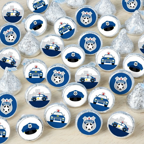 Big Dot of Happiness Calling All Units - Police - Cop Birthday Party or Baby Shower Small Round Candy Stickers - Party Favor Labels - 324 Count