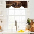 thumbnail image 4 of Tie Up Valances for Windows, Cowboy Western Adjustable Valance Curtains Window Treatment for Living Room, Cowboy Hats Boots Retro Rose Brown Wooden Rod Pocket Kitchen Curtains & Drapes 54x18 Inch, 4 of 9