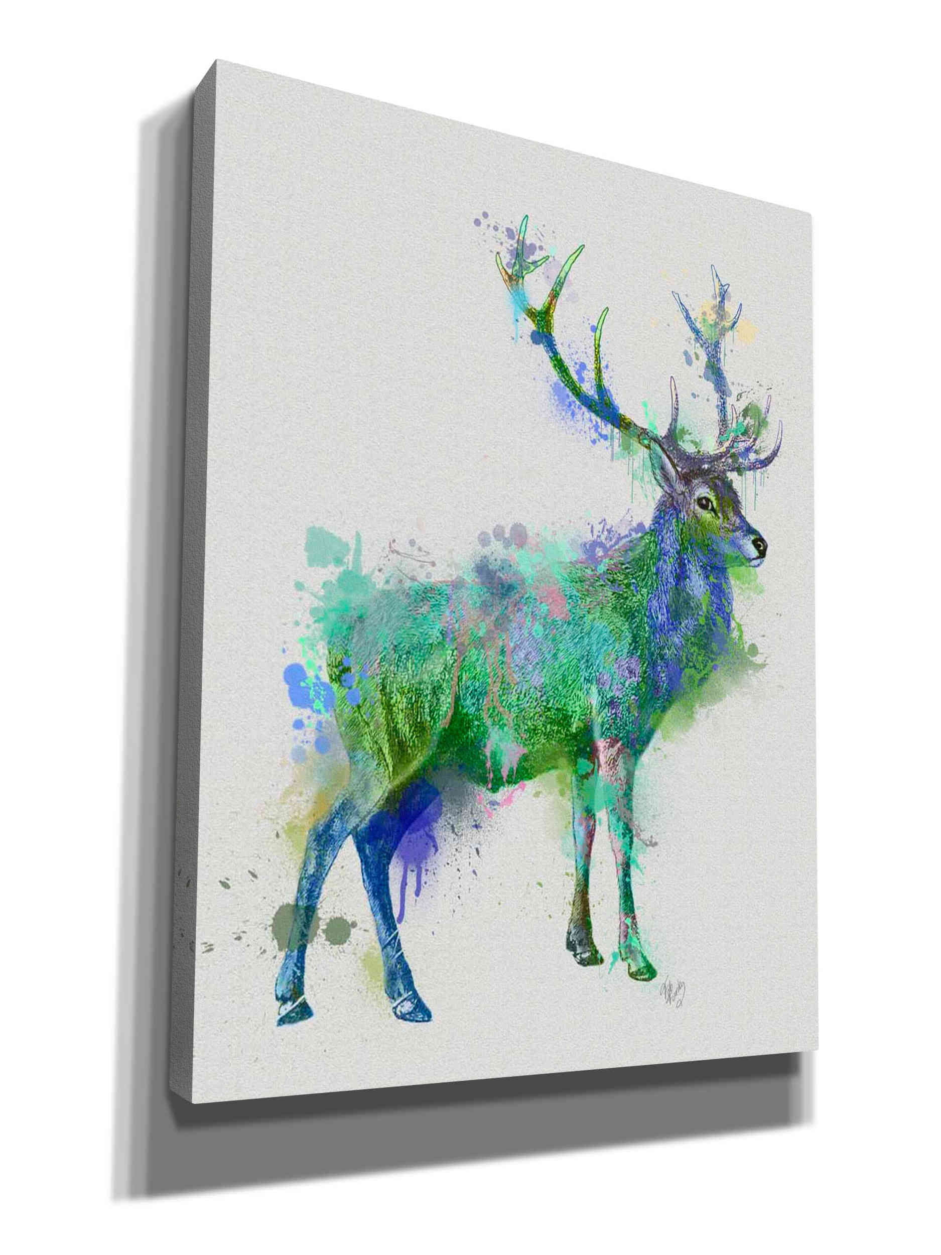 Painting Art stag deer moose Print Canvas framed  Street rainbow copyright 