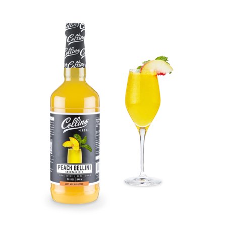 Collins Peach Bellini Mix | Made With Real Peach, Lime Juice, with Natural Flavors | Cocktail Mixer For Champagne, 32 fl oz