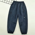 thumbnail image 5 of Bixock Boys Sweatpants High Waist Cargo Pants Kids Jogger Elastic Waist Solid Color Side Pocket Loose Breathable Outdoor Hiking Casual Daily Activity Wear Size 7-8Years, 5 of 6