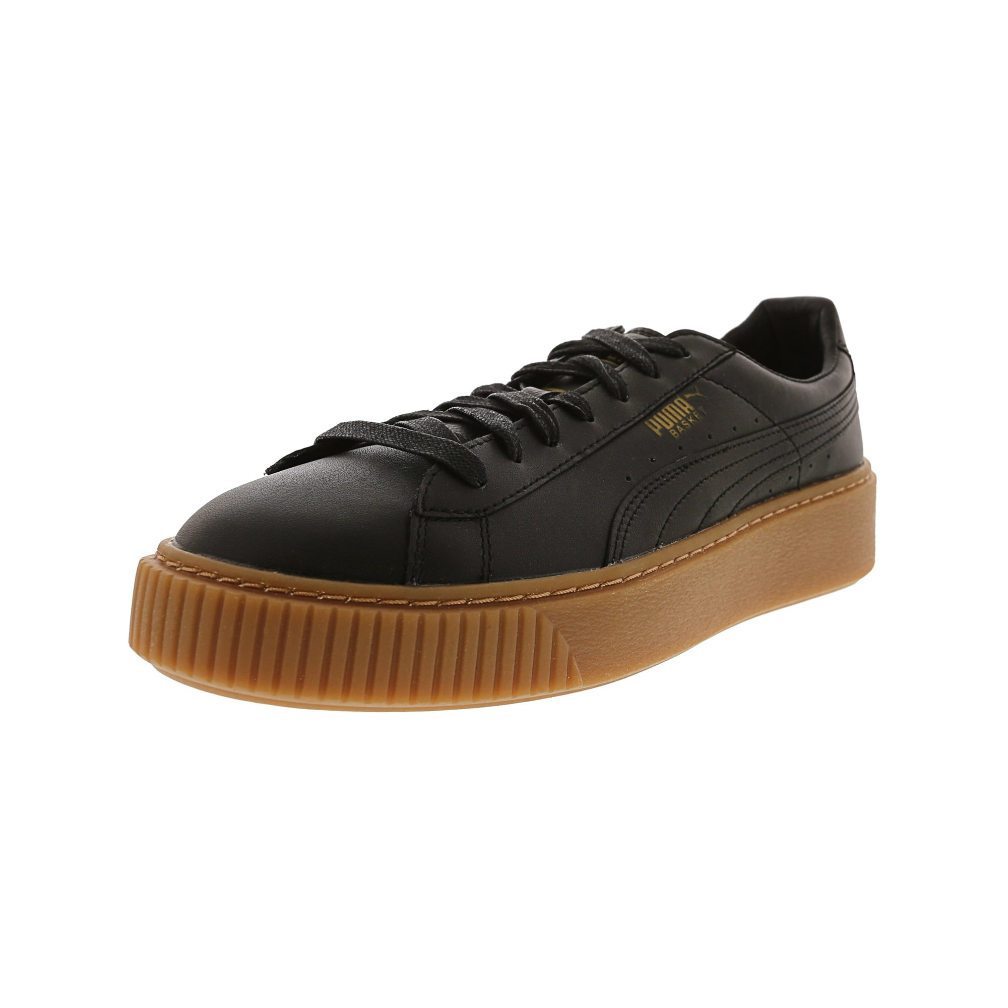 Puma Women s Basket Platform Core Black Ankle High Leather Fashion Sneaker 9M Walmart