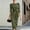 Army Green, variant on Women's Vintage Polka Dot Midi Dress, Crew Neck 3/4 Sleeve Self Tie Waist Slim Bodycon Knee-Length Pencil Dress Blue XL(XL)