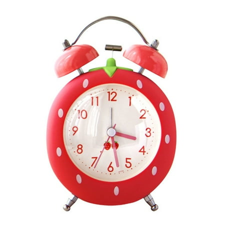 Quiet Quartzs Strawberry Alarm Clock For Heavy Sleepers Kids Adults Loud Twin Bells Night Light Bedroom Living Room Gift