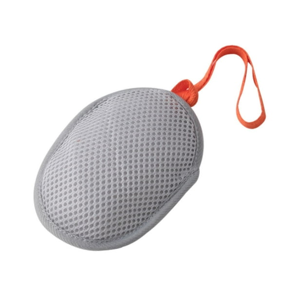 Bolsa de jabón de malla con cordón para baño, portátil, de secado rápido, para mensajes y vacaciones. Gris