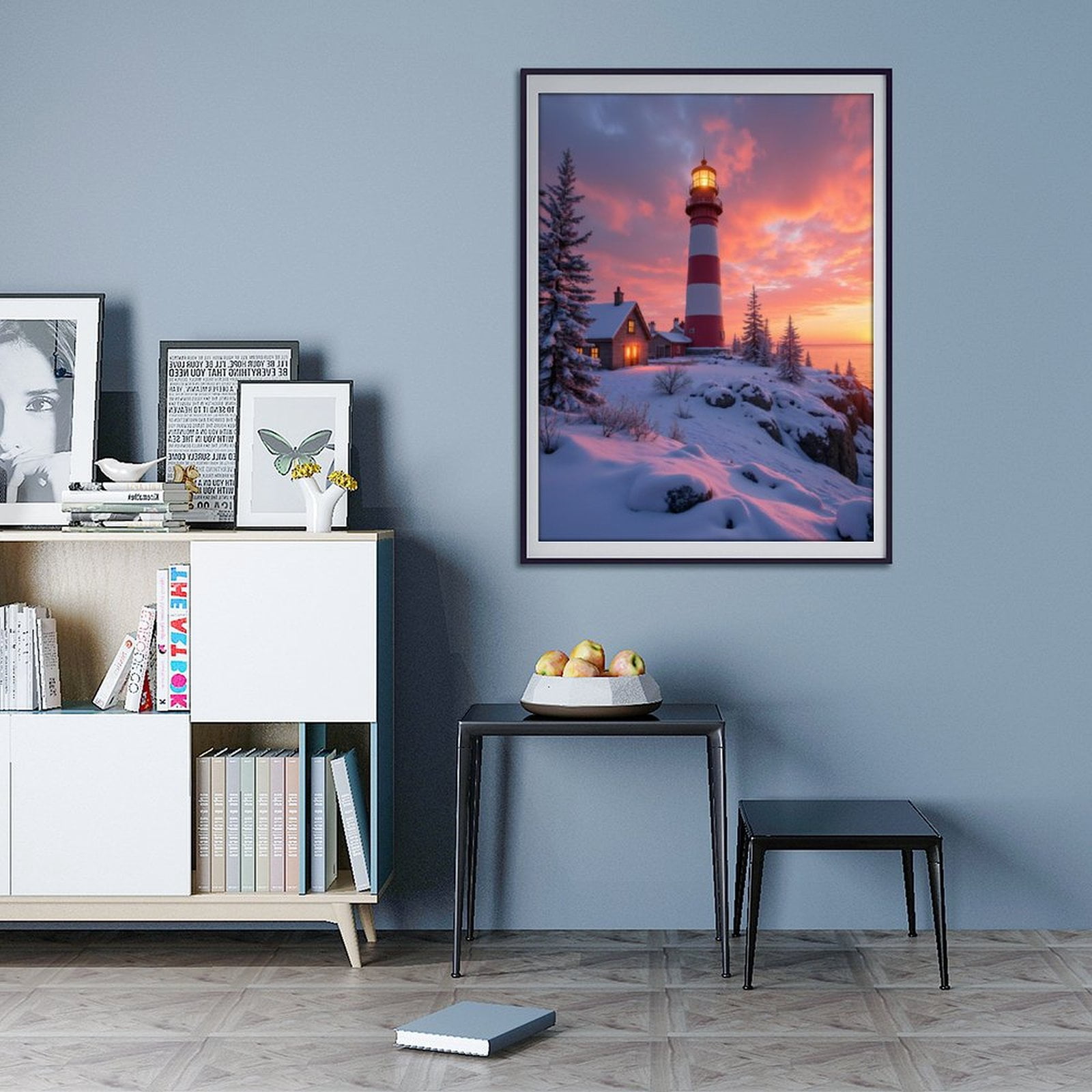 Diamond Art Kit for Adults, Lighthouse Sunset Winter Landscape Diamond Painting for Adults Beginners, DIY Diamond Art Painting Kits, 5D Diamond Painting Crafts for Home Decor 12x16 Frameless