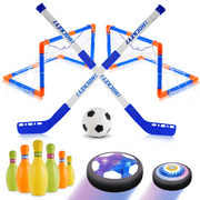 Allnice 3-in-1 Hover Soccer Ball Hockey Bowling Set with LED Starlight Light and 2 Goals, Indoor and Outdoor Sports Games Toys Gifts for 3-12 Year Old Boys