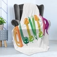 thumbnail image 4 of Olivia Soft Flannel Fleece Throw Blanket, Well-Known Traditional Girl Name with Medieval Roots Modern Funny Party Letters, Cozy Plush for Indoor and Outdoor Use, 50" x 60", Multicolor, by Ambesonne, 4 of 5
