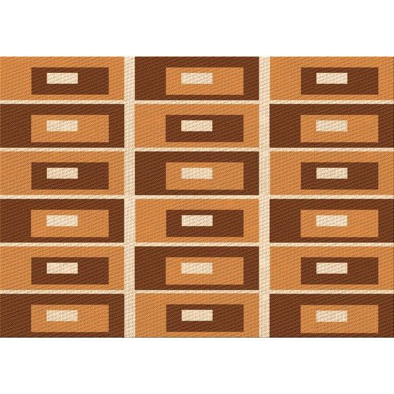 Ahgly Company Machine Washable Indoor Rectangle Transitional Orange Area Rugs, 8' x 12'