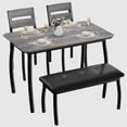 thumbnail image 2 of Soonbuy Dining Table Set for 4, Sturdy Wooden Kitchen Table with Chamfer Design and Metal legs, Upholstered Bench & 2 Classic Dinner Chairs, Kitchen and Dining Set for Home Dinner, Party, Apartment, 2 of 9