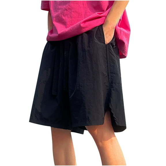 Mens Summer Shorts Solid Sports Breathable Holiday Beach Elastic Waist Drawstring Pockets Pants
