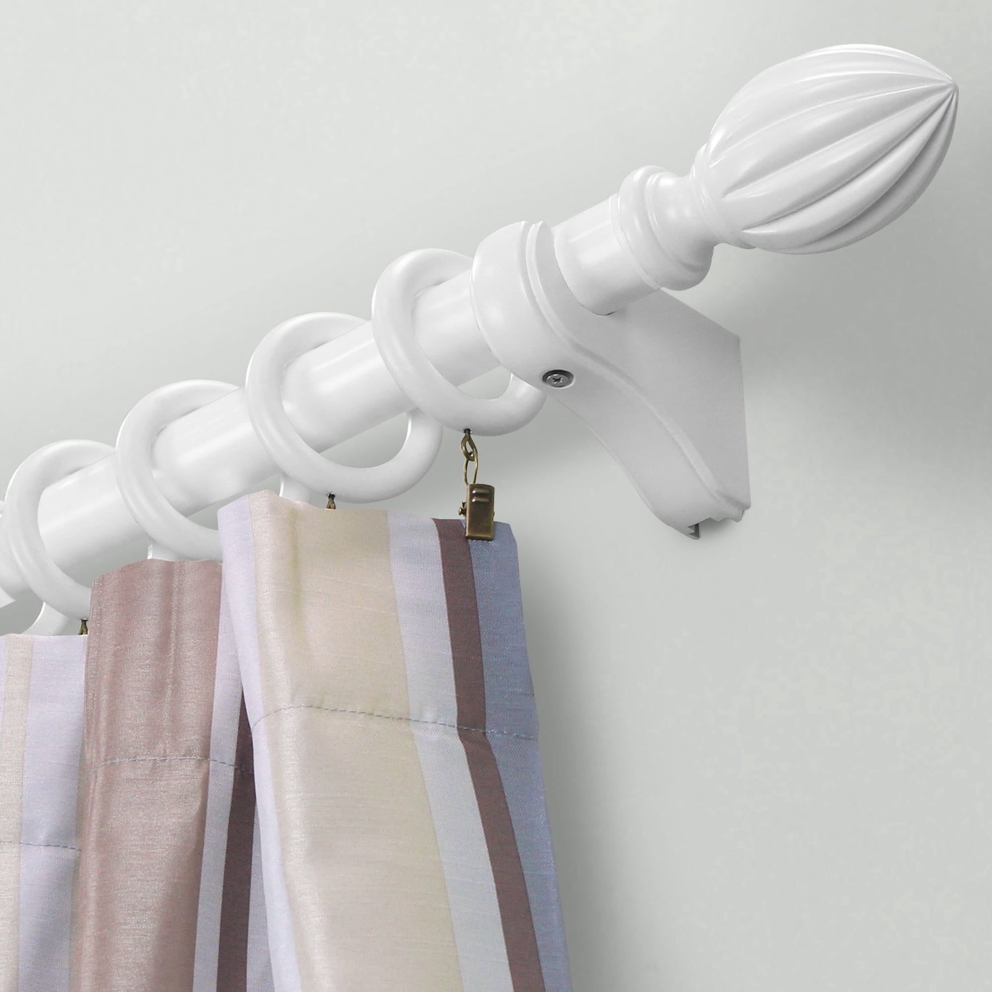 Lumi Mix & Match 1-3/8 in. Wood Single Smooth Curtain Rod, White, 8FT (2-Piece 4FT Rod)