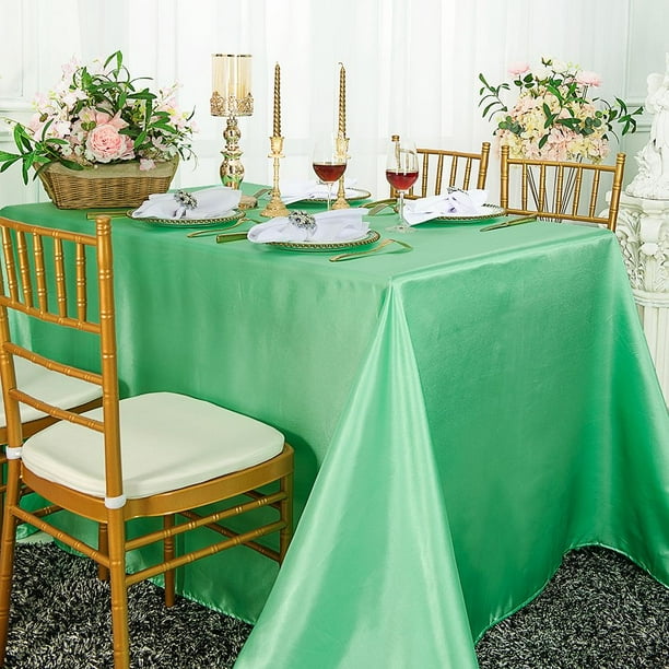 Wedding Linens Inc. 72" x 120" Satin Rectangular Table Cover Tablecloth Sage Green Walmart