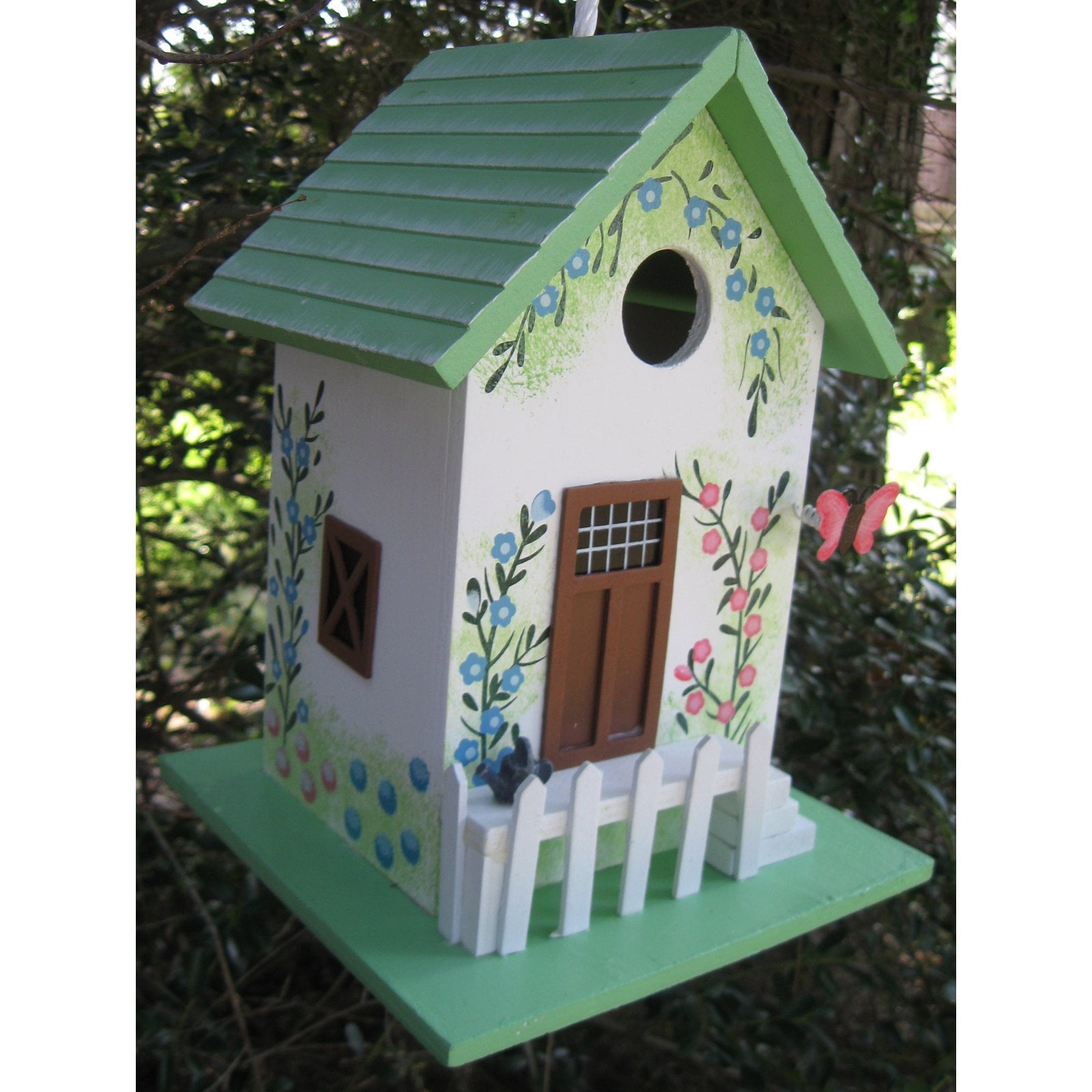 Home Bazaar Butterfly Cottage Birdhouse Green by Home Bazaar Inc.