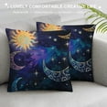 thumbnail image 3 of Shiartex Throw Pillow Covers Purple Sun Moon Stars Pillow Cases Double Size Printed Square Pillowcase Cushion Cases, 3 of 5