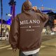 thumbnail image 1 of MHFRRA Sudadera con Capucha y Estampado de Letras para Uso Informal Jersey Elegante y Cómodo para Uso Diario Ideal para Actividades Al Aire Libre y Relajación Marrón, 1 of 5