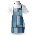 thumbnail image 3 of Country Apron Patchwork of Different Size Denim Seem Fabric Pattern with Vertical Warp Beam Artprint, Unisex Kitchen Bib Apron with Adjustable Neck for Cooking Baking Gardening, Blue, by Ambesonne, 3 of 3