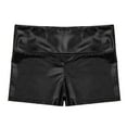 thumbnail image 4 of MSemis Kids Girls Metallic Shiny Stretch High Waisted Athletic Booty Dance Shorts Black 16, 4 of 6