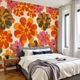 thumbnail image 2 of Wallpaper Seamless 70s retro floral vintage daisy flowers Peel and Stick Wall Murals 100"H x 144"W Removable PVC Wall Paper Self-Adhesive Wall Paintings Art Decor for Bedroom Living Room, 2 of 7