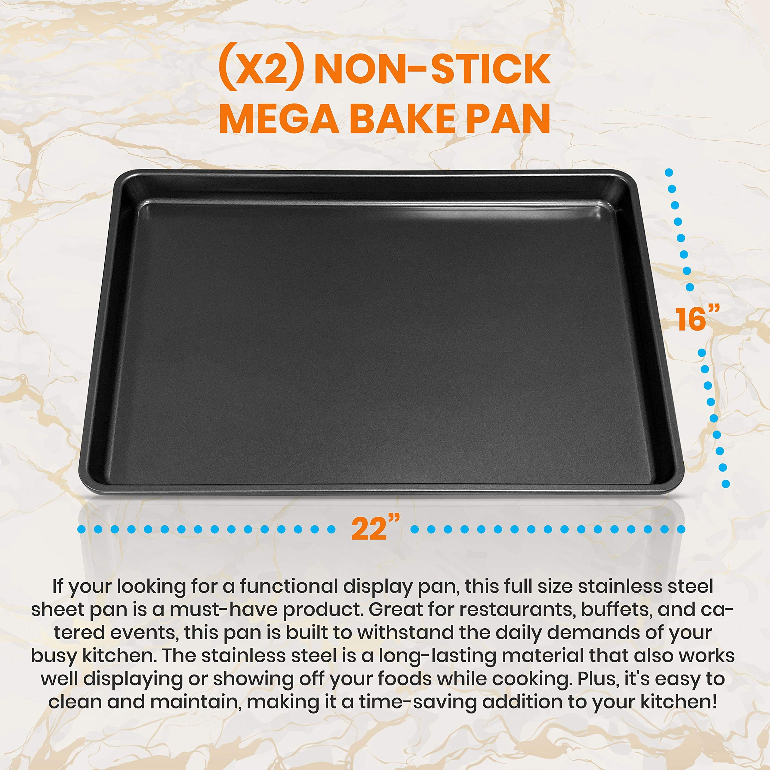 NutriChef 2-Piece XL Mega Cookie Sheet Baking Pans Set - 22" x 16" Nonstick Carbon Steel Oven Tray, Dishwasher Safe, Stackable Bakeware - Perfect for Cookies and Sheet Meals, 4 PACK, 8 Pans