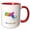 Red/White, variant on 3drose, Massachusetts State Map - Rainbow Sketch Design, 11oz Two-tone Red Mug