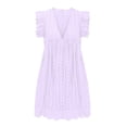 thumbnail image 4 of Ketyyh-chn99 Robes Midi pour Femmes Grande Taille Robe d'Été Extensible Combinaisons Manches à Volants Shorts Robe Courte Violet,3TG, 4 of 4