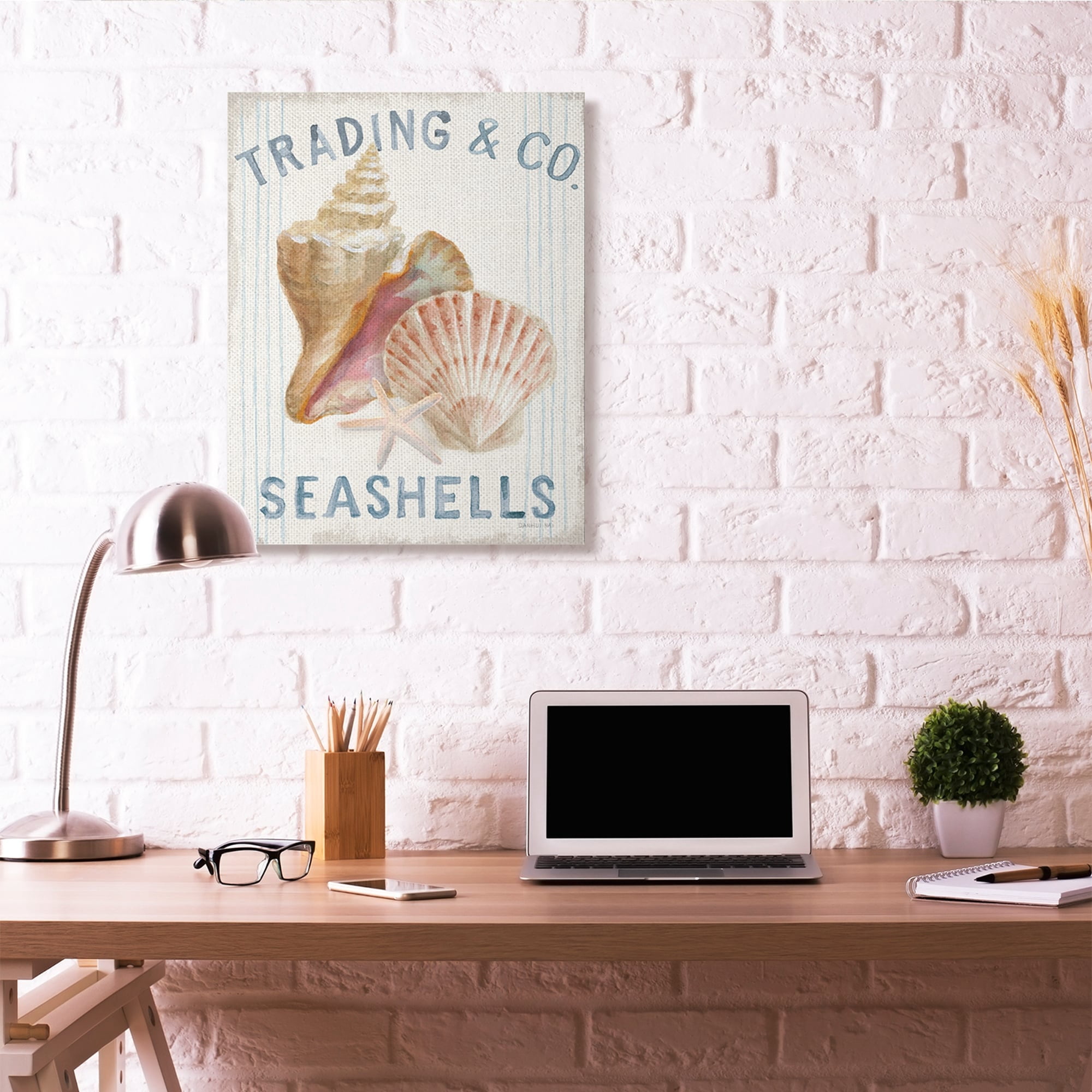 Stupell Home Décor Seashells Beach Ocean Word Design Canvas Wall Art by Danhui Nai
