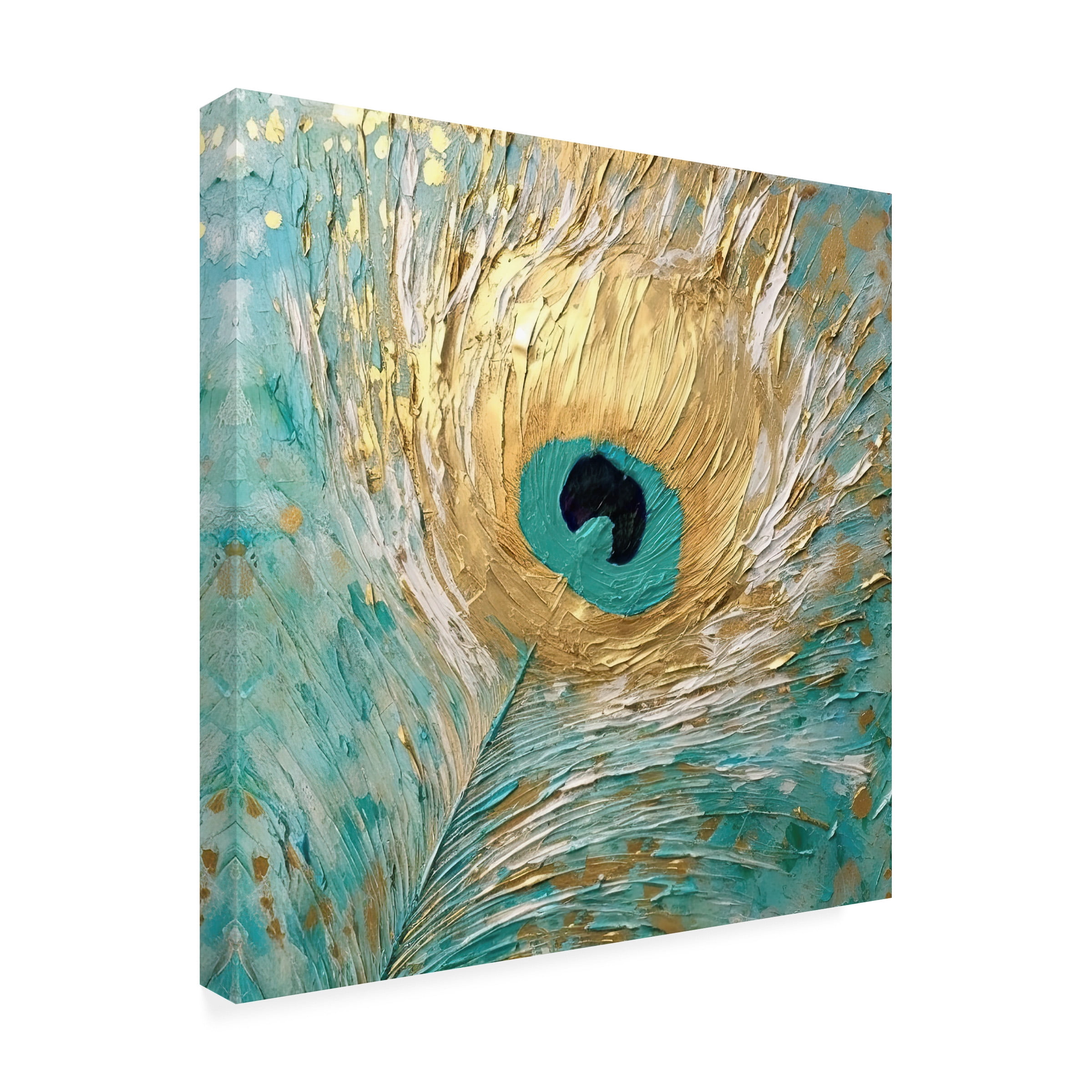 Canvas Wall Art - Sasha 'Peacock Impasto I' Wall Art for Living Room, Bedroom, or Office DÃ©cor by Trademark Fine Art - 24 x 24 Inches