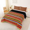 thumbnail image 2 of jejeloiu Striped Fiesta Queen Comforter Set For Men Women,Serape Pattern Comforter Sets Queen,Red Green,Black Reversible,3 Pieces,1 Comforter and 2 Pillowcases, 2 of 7