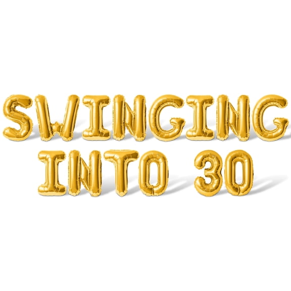 Letter Balloons - SWINGING INTO 30 16" Inch Alphabet Letters Foil Mylar Balloon 30th Birthday Party Banner (Gold)