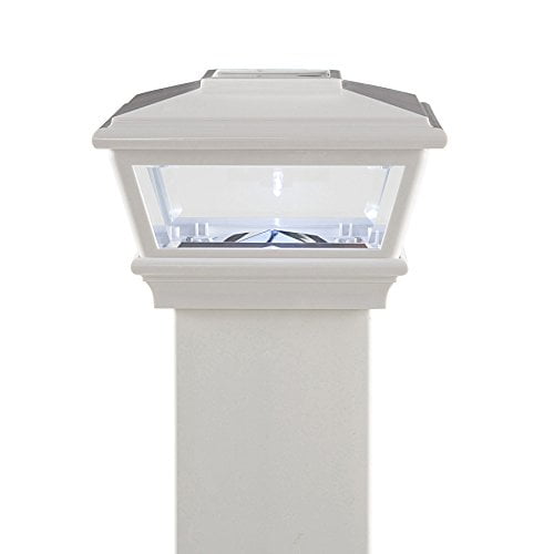 White Solar LED Post Light Cap 4.5" x 4.5" for Bridges, Fences, Decks, & Posts