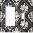 thumbnail image 2 of Metal Light Switch Plate Outlet Cover (Damask Diamond Black Pattern - Single Rocker Single Toggle), 2 of 2