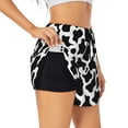thumbnail image 3 of Lsque Cow Print Black White Printed Women's Running Shorts with Liner Pockets,Elastic Quick Dry Workout Athletic Gym Yoga Shorts,Womens High Waist Shorts-XX-Large, 3 of 9