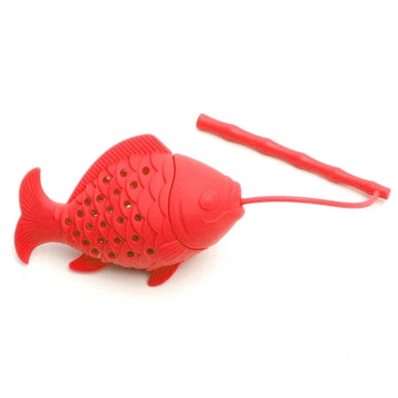 

jinsenhg Home Novelty Tea Makers Silicone Fishing Design Tea Infuser Strainers red