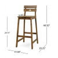 Acacia Wood Bar Stools Rustic Bar Stools Indoor Outdoor Stools,&nbsp;2-Pack Slat Back and Seat Design with H-Frame Legs, for Dining Room and Patio Use, Teak Finish Brown 40.5" High