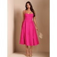 thumbnail image 3 of Hot Pink Spaghetti Strap Fit & Flare Midi Dress For Party, Evening Or Elegant Casual Wear, 3 of 7