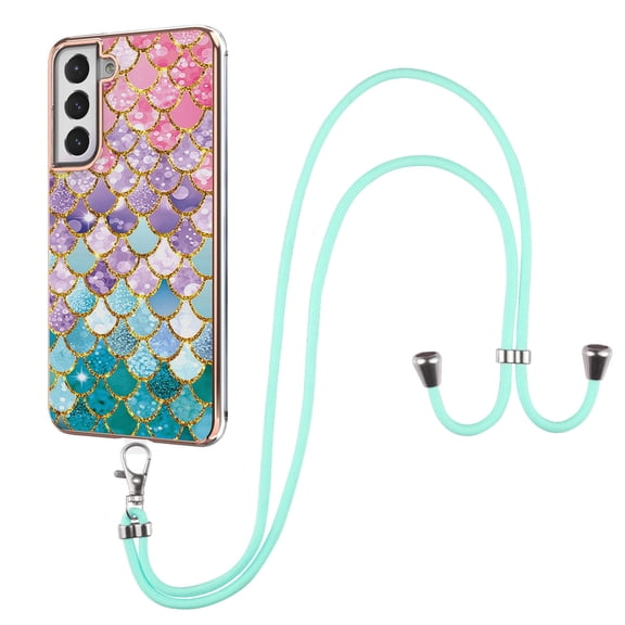 Samsung Galaxy S23 5G Phone Case, Silicone TPU Shockproof Adjustable Neck Lanyard Crossbody Strap Slim Cute Girls Women Outdoor Shell Case Cover Galaxy S23 6.1" 2023, Colored Scales
