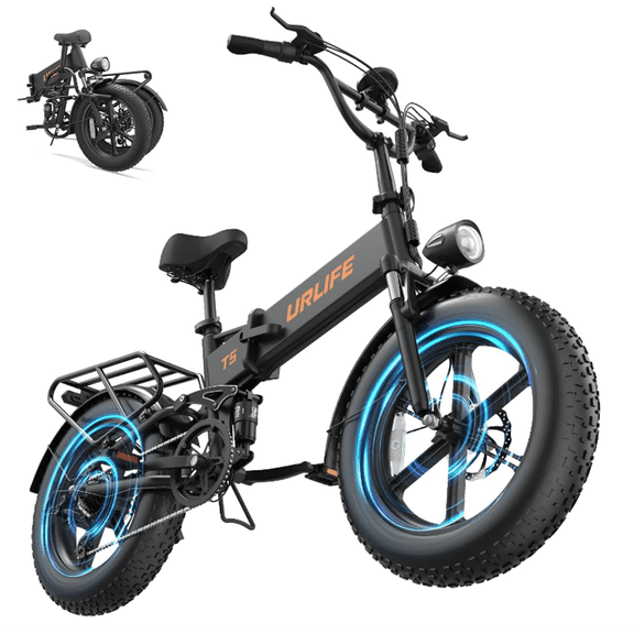 URLIFE 750W Folding Electric Bikes for Adult,20'' 4.0 Fat Tire Ebike,20Mph Max Speed,48V 13Ah Removable Battery,Commuting E Bike UL2849,Class 2