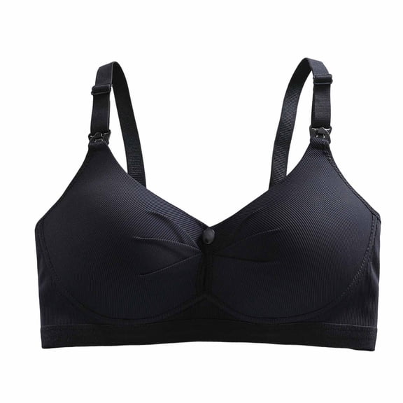 Hrsba Front Closure Bras for Women Solid Color Thin No Underwire Push Up Breathable Adjustable Daily Wear