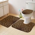 thumbnail image 2 of Brown Leopard Print Bath Mat 3 Piece Bathroom Rug Set, Classic Abstract Animal Patterned Non Slip Bath Rug Contour Mat and Toilet Lid Cover, Absorbent Shower Mats Soft Bath Rugs and Mats Sets, 2 of 8