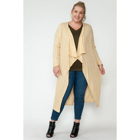

Women Plus Size Solid Color Knotted Back Cardigan
