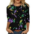 thumbnail image 1 of PMUYBHF Hauts pour Femmes Col Rond Manches Trois-Quarts Blouse Confortable à Imprimé Floral T-Shirts 835 m, 1 of 4