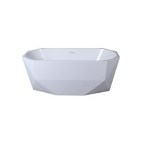 Elegant Kitchen and Bath 59 inch soaking diamond style bathtub in glossy white