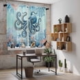 thumbnail image 5 of Coastal Octopus Blue Kitchen Curtains 63 Inch Length, Summer Beach Nautical Coral Starfish Tiers Curtains for Living Room Berdoom Bathroom, Light Filtering Drapes Window Treatment 2 Panels 42"Wx63"L, 5 of 8