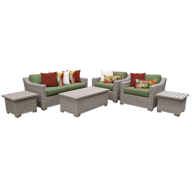 Coast Ensemble de Meubles de Patio en Osier d'Extérieur 7 Pcs en Cilantro