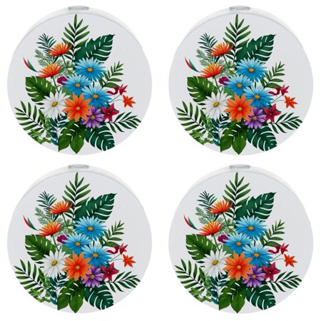 

YZUOUZY Night Lights Plug into Wall Nightlight 4-PC Tropical Plants Tropical Flower