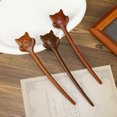 thumbnail image 2 of Elegant Antique Style Chinese Cat Face Pattern Hairpin Golden Wire Inlaid Hair Stick Exquisite Traditional Asian Accessory For Women, 2 of 6